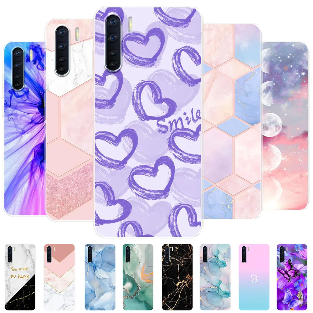 Per Oppo A91 Custodia Marble Blue Purple Cover Case Per Oppo A91 Paraurti Protettivo Clear Soft Silicone Tpu Per Oppo A91 Phone Shell