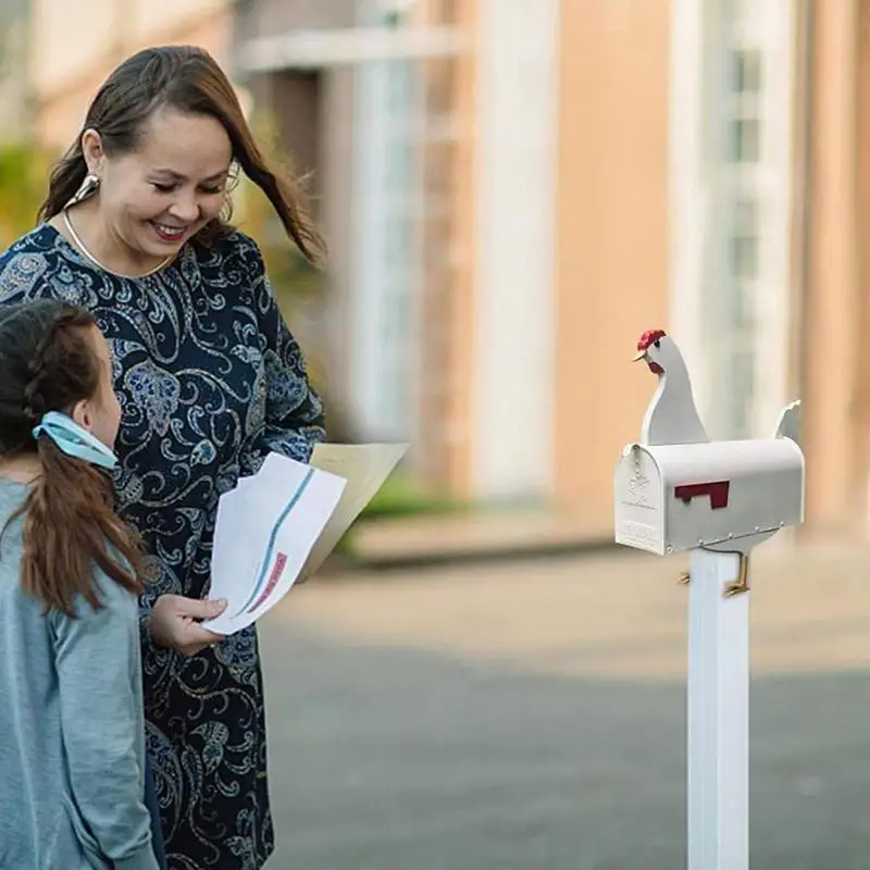 Kuře tvarované poštovní schránky kreativní žehlička schránek pro venku číslo jednotné poštovní schránky plastik roztomilá erekční vzhled pro sad ráhno dekorace