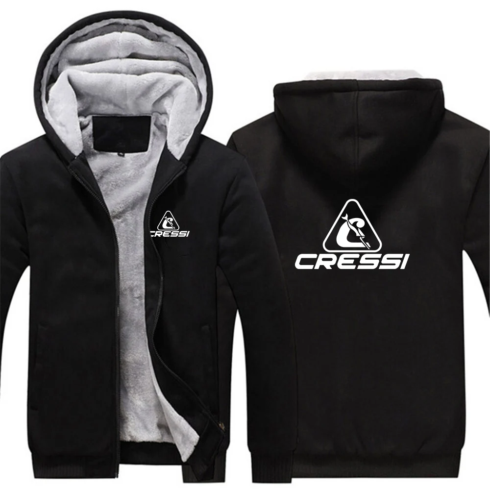 Scuba Dive Cressi 2023 New autumn and winter models Printing Men High quality Fleece Hooded Coat Thicken Sweatshirt Jacket