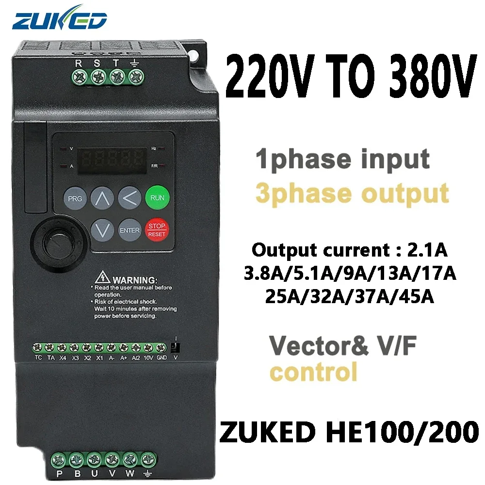 ZUKED 220V TO 380V Economical VFD Variable Frequency Drive Converter Inverter 1.5/2.2/3.7/4/5.5/7.5/KW Motor Speed Controller