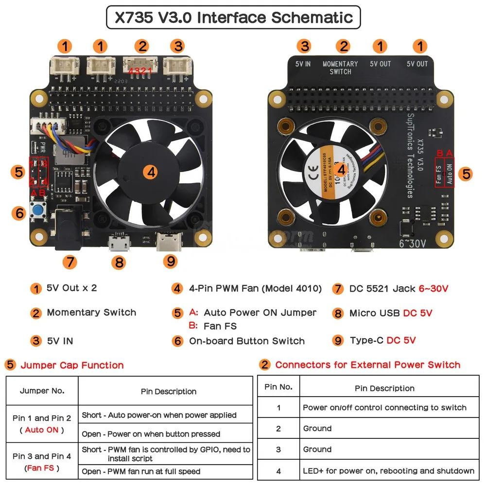 Geekworm Raspberry Pi X832 V1.0 3.5 SATA HDD ���丮�� Ȯ�� ���� (����� ���� 4 �� ���̽� �� ���� ��ư �� �� ����)