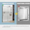 60" W × 76" H Glass Shower Door,Frameless Shower Door with Handle and Seal Strip for Waterproof,Sliding in Stylish and Modern 5