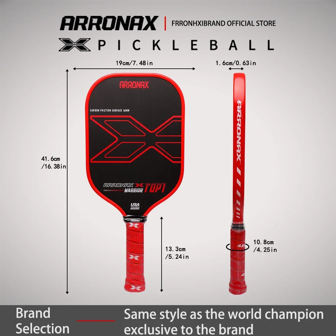 ARRONAX-Thermoformed Pickleball Paddle with Graphite Face, PP Honeycomb Core, Extended Grip Grip, Carbon Fiber
