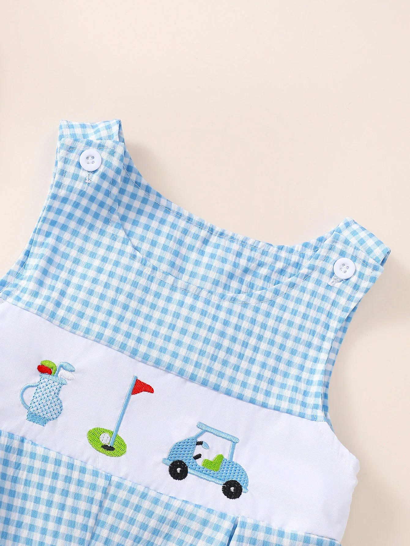 Baby Boy Summer Plaid Casual Romper Infant Clothing Snap Button Overall Outfit for Newborn Boys 2