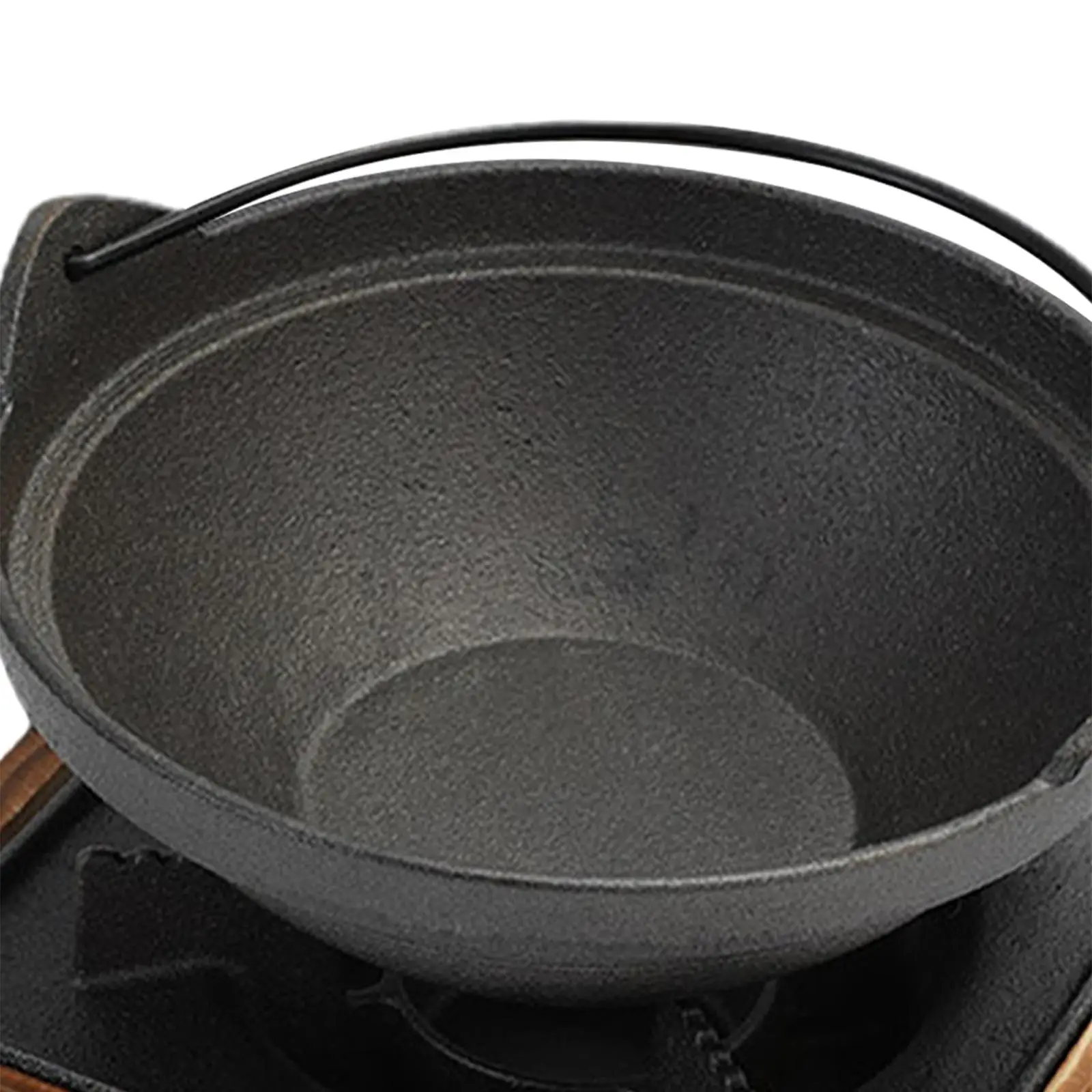 Camping Furnace Hot Pot Furnace with Pot without Lid Sturdy Cast Iron Wok Stand Fondue Furnace Fire Boiler for Traveling, 5