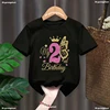 Black Tshirt My 1-9th Happy Birthday Princess Golden Butterfly Theme T-Shirt Baby Girls Gift Kids Clothes Short Sleeve Tees Tops 3