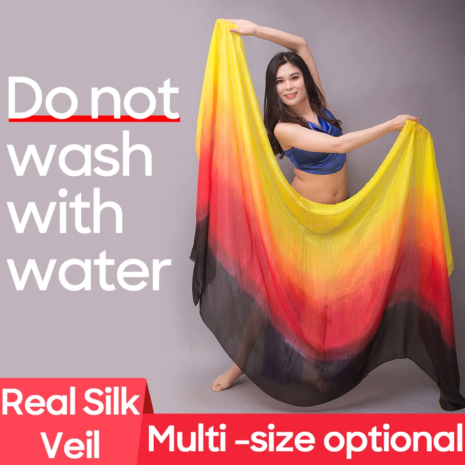 

Belly Dance Accessories 100% Real Silk Veil Fabric Scarf For Stage Performance and Dacnce Practice Hand Dyed Gradient Color