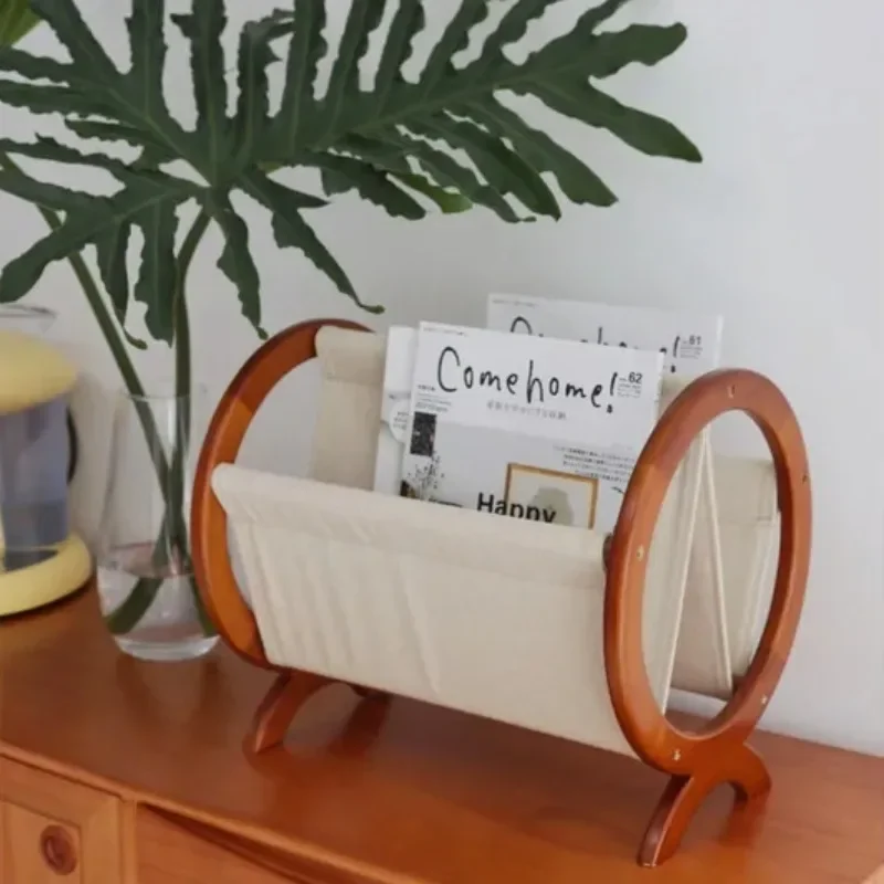 HEWU Cherry Wood Magazine Living Room Design Book Newspaper Rack Black Glue Storage Sofa Vintage Reproduction