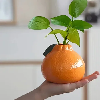 Orange Ceramic Hydroponic Vase 1