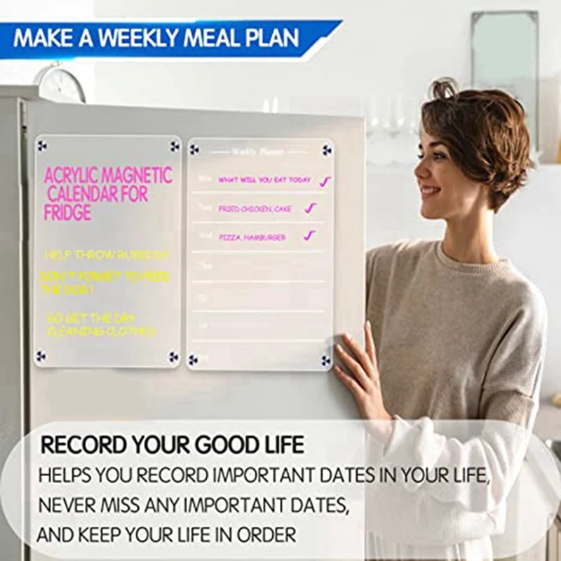 Clear Dry Erase Board For Refrigerator Acrylic Magnet Weekly Calendar For Refrigerator