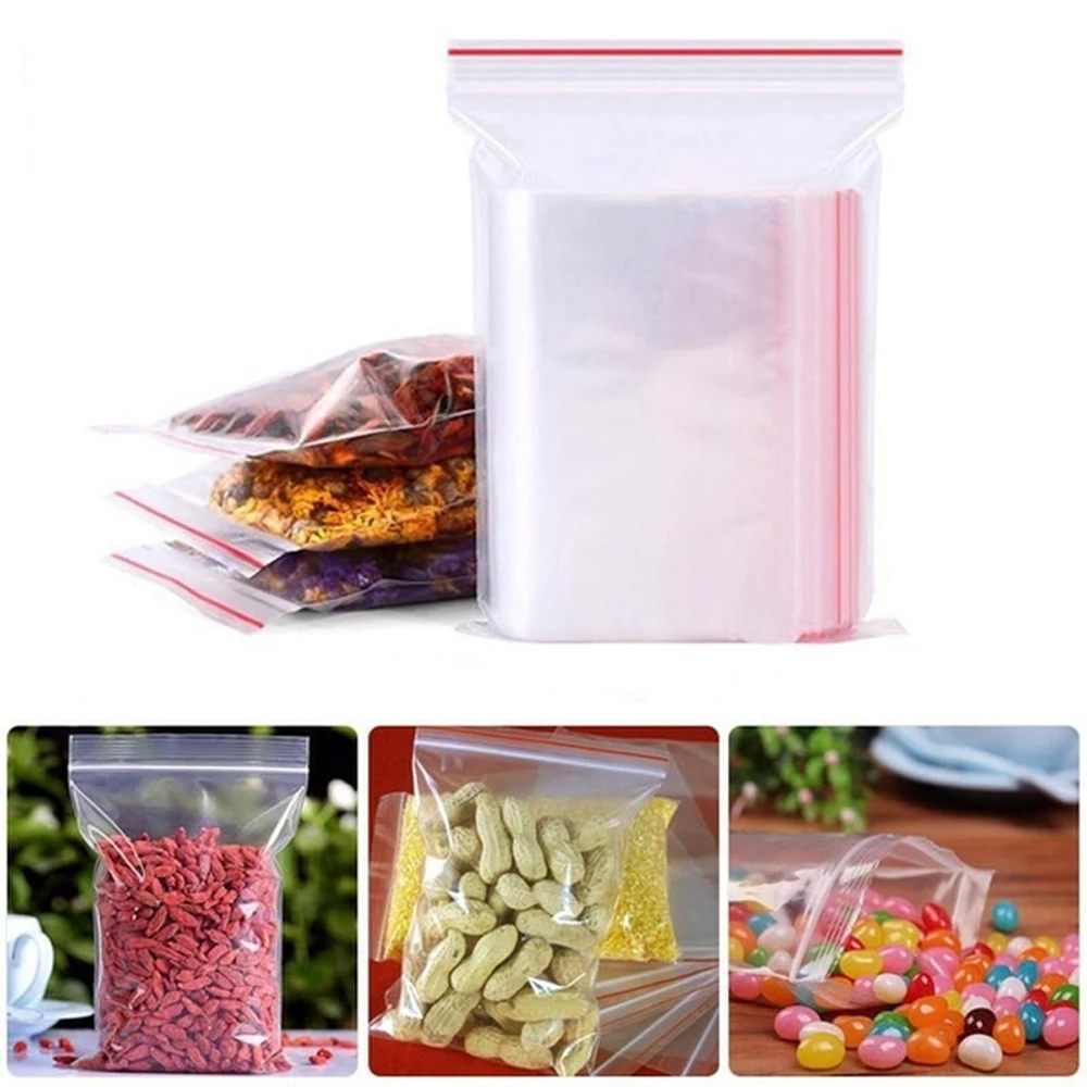Storage bags 1000-100Pcs small zip lock plastic transparent reclosable vacuum food storage