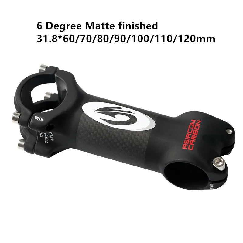

Ultralight Aluminum Bicycle Stem 6 Degrees MTB Mountain Road Bike Stem 3K Matte Finished 31.8 x 60-120mm Bike Accessories
