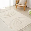 Nordic Cotton Linen Rug Modern Geometric Rainbow Living Room Carpet Bedroom Bedside Floor Door Mat Aesthetic Home Decor 4
