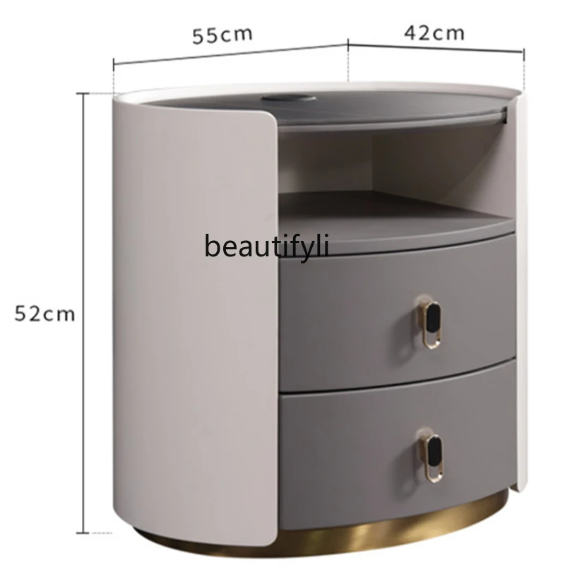 

Bedside Table Intelligent Wireless Charging Stone Plate Modern Simple Multifunctional Storage Cabinet
