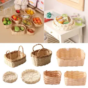 Dolls Accessories Dollhouse Woven Basket Bread Fruit 1:12 Scale Mini Weaving Box Vegetable Food Shopping Basket