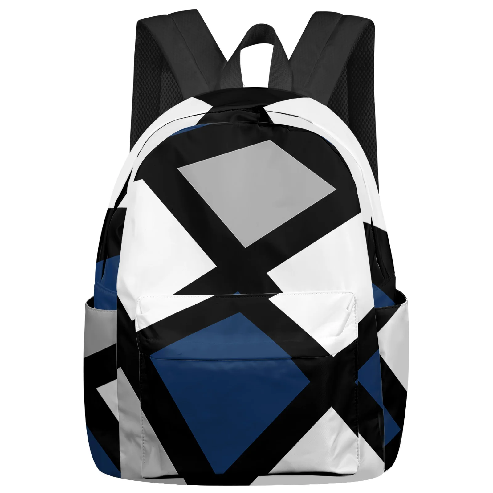 

Navy Blue Black Grey Geometric Square Backpack School Bags for Teenagers Students Laptop Bag Women's Casual Travel Backpack