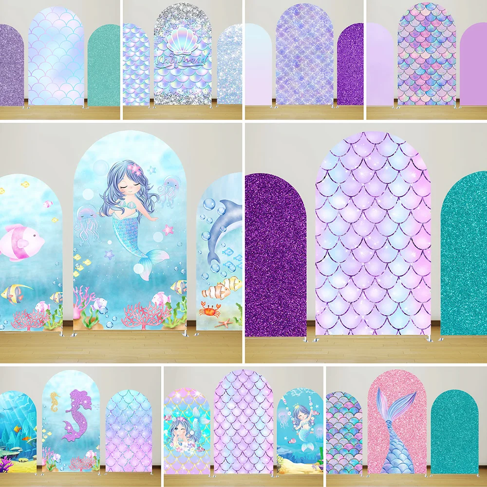 

Arch Backdrop Arch Cover For Mermaid Birthday Party Decoration Undersea Event Photography Background Arch Wall Banner Fabric