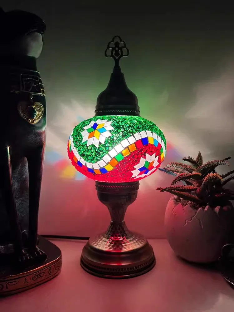 

Turkish Mosaic Table Lamp Vintage Art Deco Handcrafted Lamparas De Mesa Mosaic Glass Bed Light Lamparas Con Mosaicos Night Light
