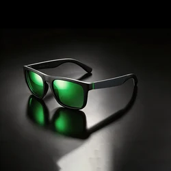 Unisex Retro Vintage Square Polarized Sunglasses with Matte Frame & UV400 Protection (C4 Green)