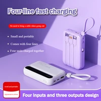 20000mAh Mini Power Bank Built in Cables External Battery  for IPhone Samsung Xiaomi Powerbank Spare Battery 1