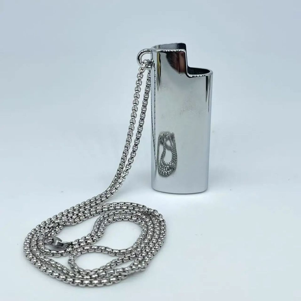 Metal Windproof Lighter Shell for BIC J5 Custom with Ears and Chain Fashion Minimalist Portable Retro Lighter Cover