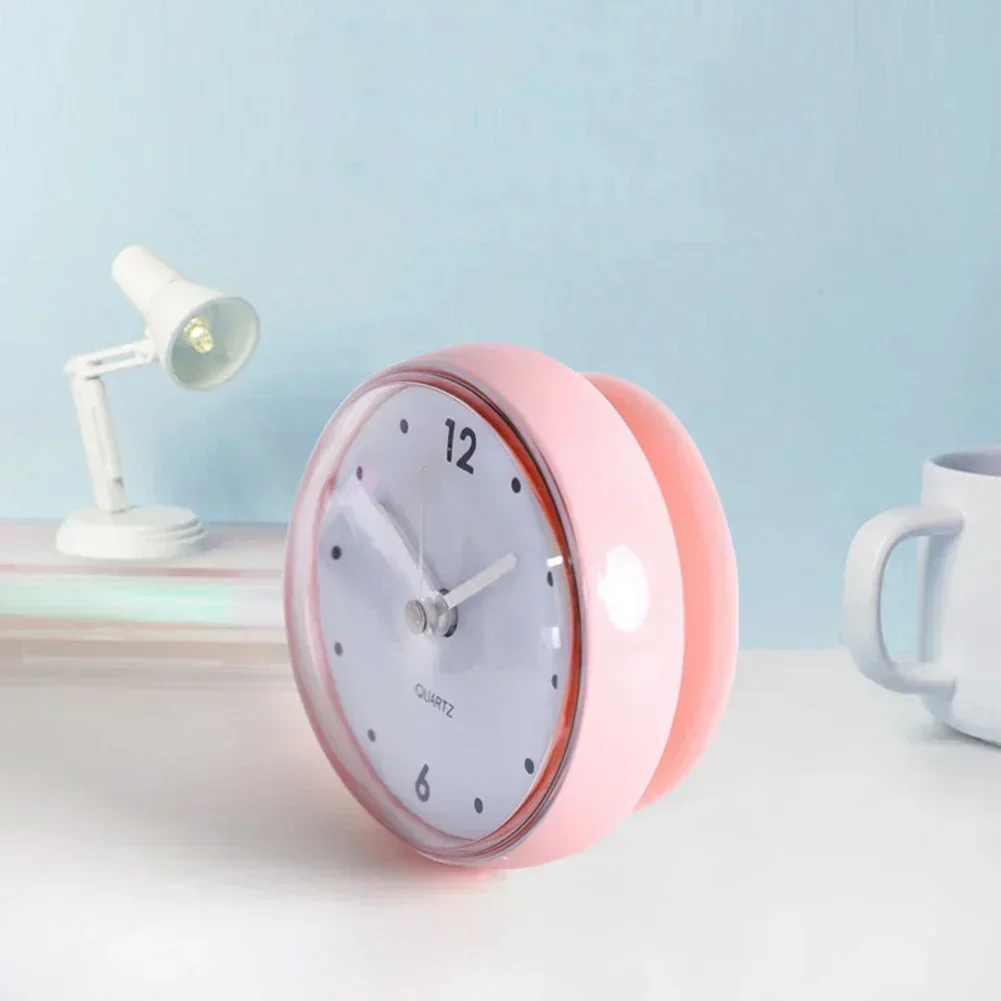 Shower Anti Fog Waterproof Mini Small Table Decoration Kitchen Living Bathroom Room Wall Clock Toilet Round Quartz Sucker 7cm 3