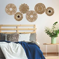 6Pcs Handmade Wall Hanging Woven Seagrass Basket African Boho Style Decorative Bowls Disks for Home Living Room Bedroom Decor 1