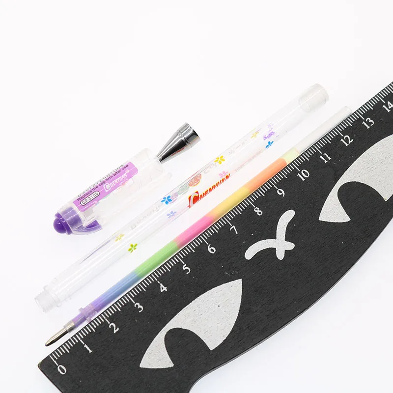 10 Refills + 2 Pen Sets 6 Colors Rainbow Gel Pen School Office Supplies Graffiti Mark Stationery Children Learning Stationery 5