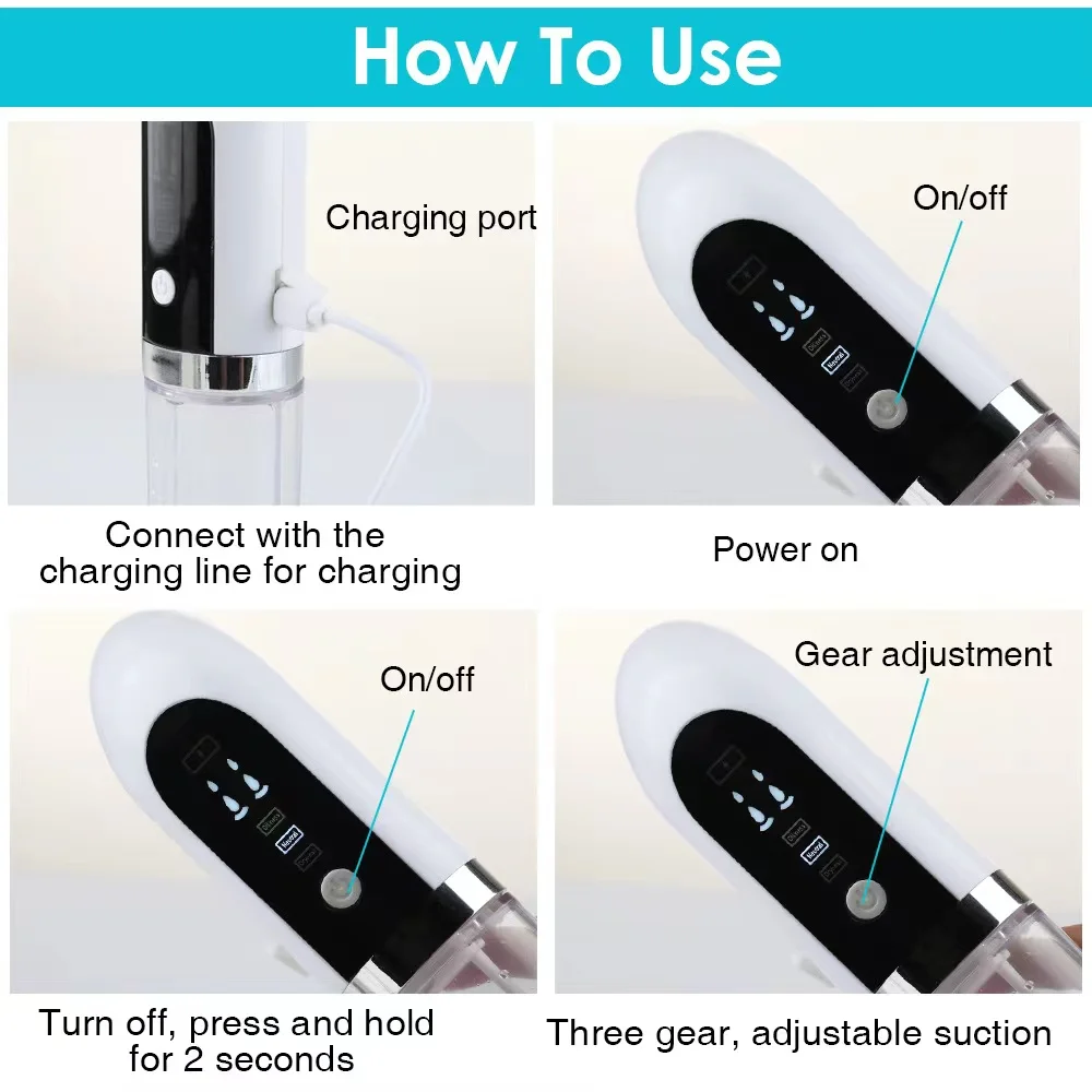 Blackhead Remover Pore Vacuum Face Cleaner Electric Pimple Black Head Removal USB Rechargeable Water Cycle Facial Cleaning Tools 5