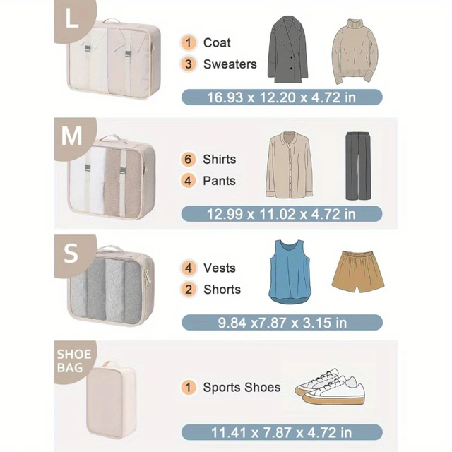 8 Pcs  Packing Cubes for Suitcase, Luggage Organizer Bags Packing Cubes for Travel Lightweight Suitcase Organizer Bags set with - Image 6