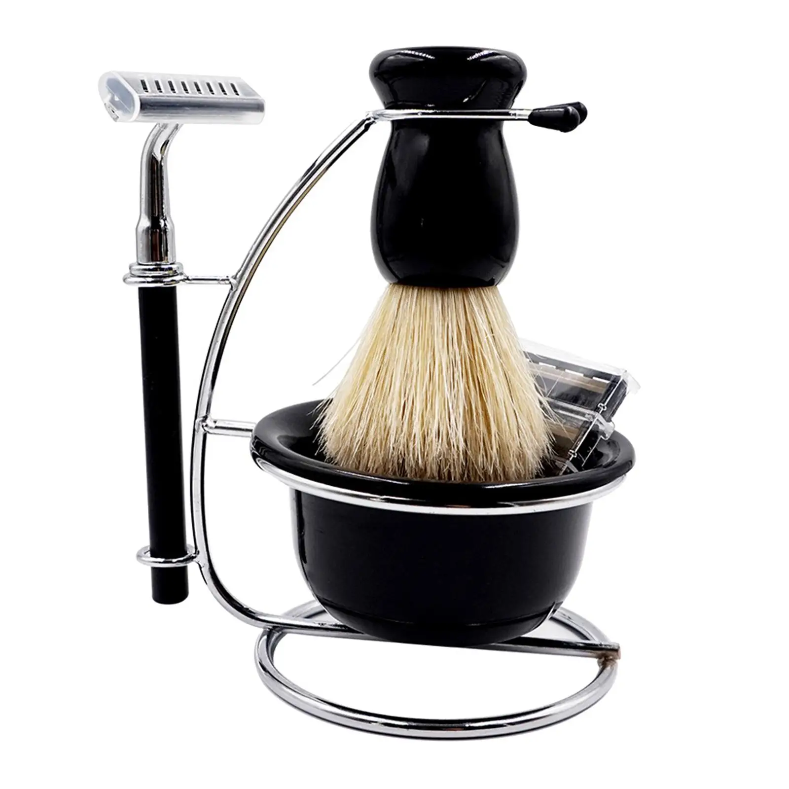 Travel Shaving for Men Manual Stand Brush Bowl Set Accessories Durable Portable Solid Stainess Steel Holder Elegant 