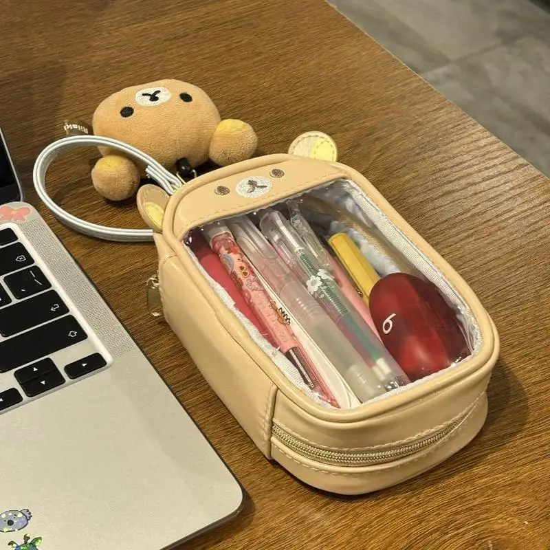 جديد Rilakkuma مقلمة Kawaii الكرتون شفافة القلم حا...