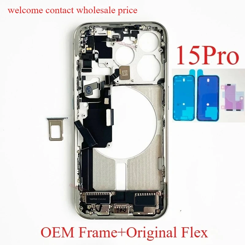 For iPhone 15 Pro Full Housing Middle Frame Bezel With Volume