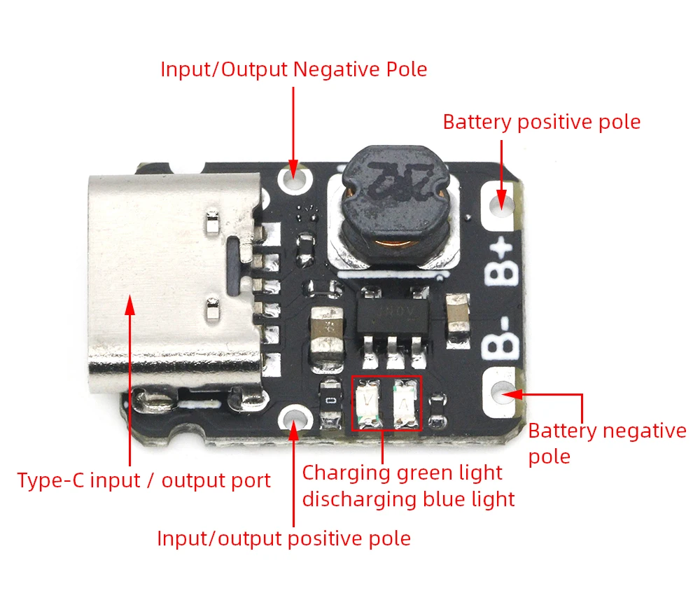 10PCS TP4057 1A Lithium-Batterie Ladeplatine Modul Polymer Batterie Typ-C Port mit Schutz, über TP4056 – Detail 2