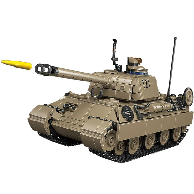 

1：32 899pcs Military Panzerkampfwagen V Panthe Tank Building Blocks Army with 3 Soldiers Figure WW2 Bricks Toys for Children Boy