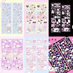 Autocollants d'animaux de dessin animé coréen Ins, étiquette décorative Kawaii pour enfants, jouet de Collage, papeterie pour carnet de notes, Laser scintillant 