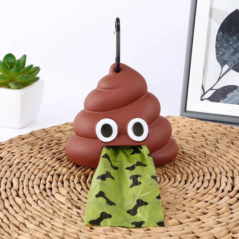 Portable Dog Poop Bags Dispenser Holder Shit-shaped Trash Sack