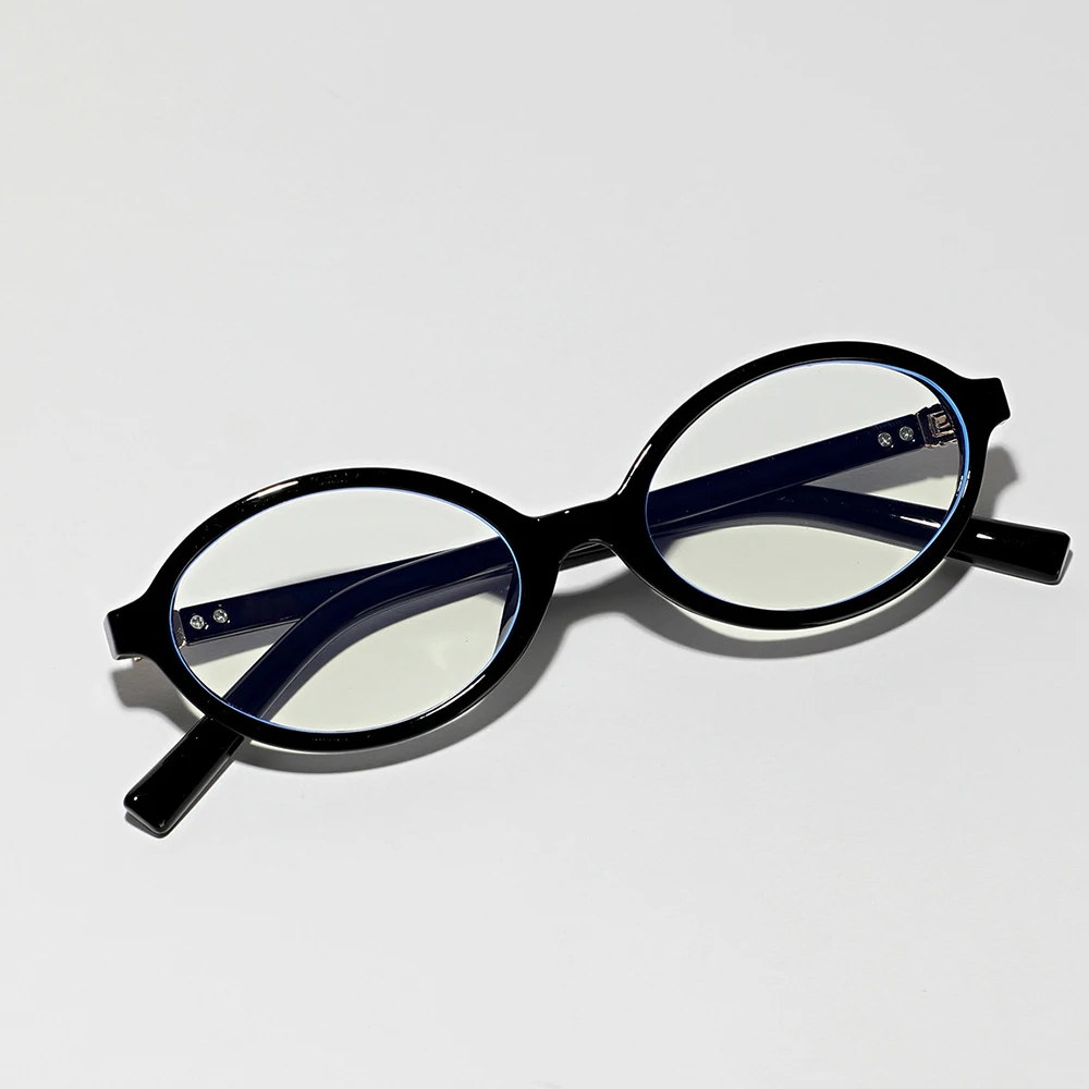 Enhanced Anti-Blue Light Oval Eyeglasses with Replaceable Optical Lenses
