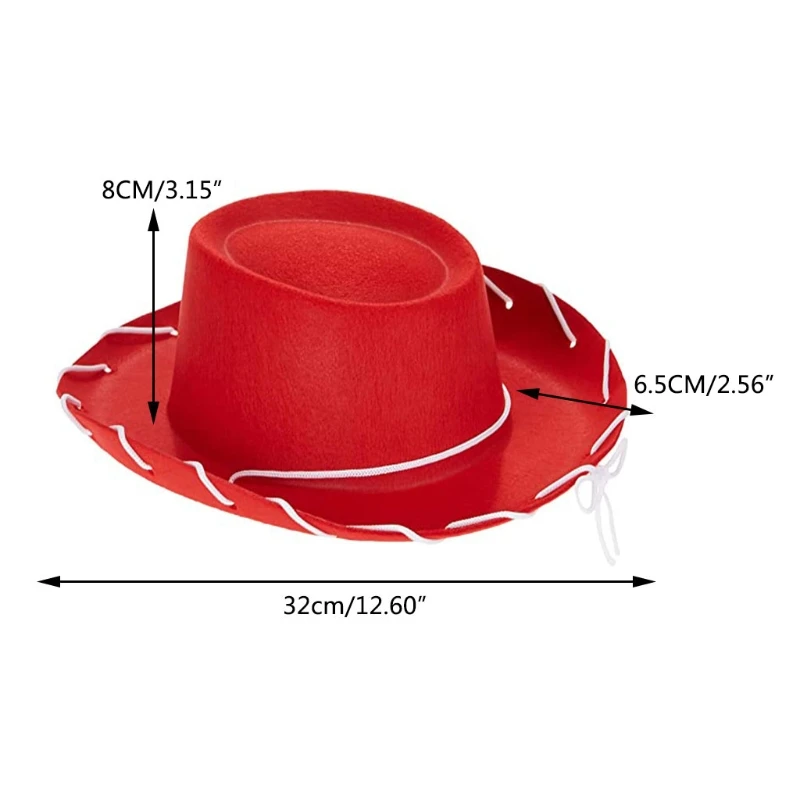 Brown Red Felt Cowboy Hat Western Cowgirl Cap Fancy Dress Costume Child Outfit for Party Role for Play Cosplay Holiday D 6