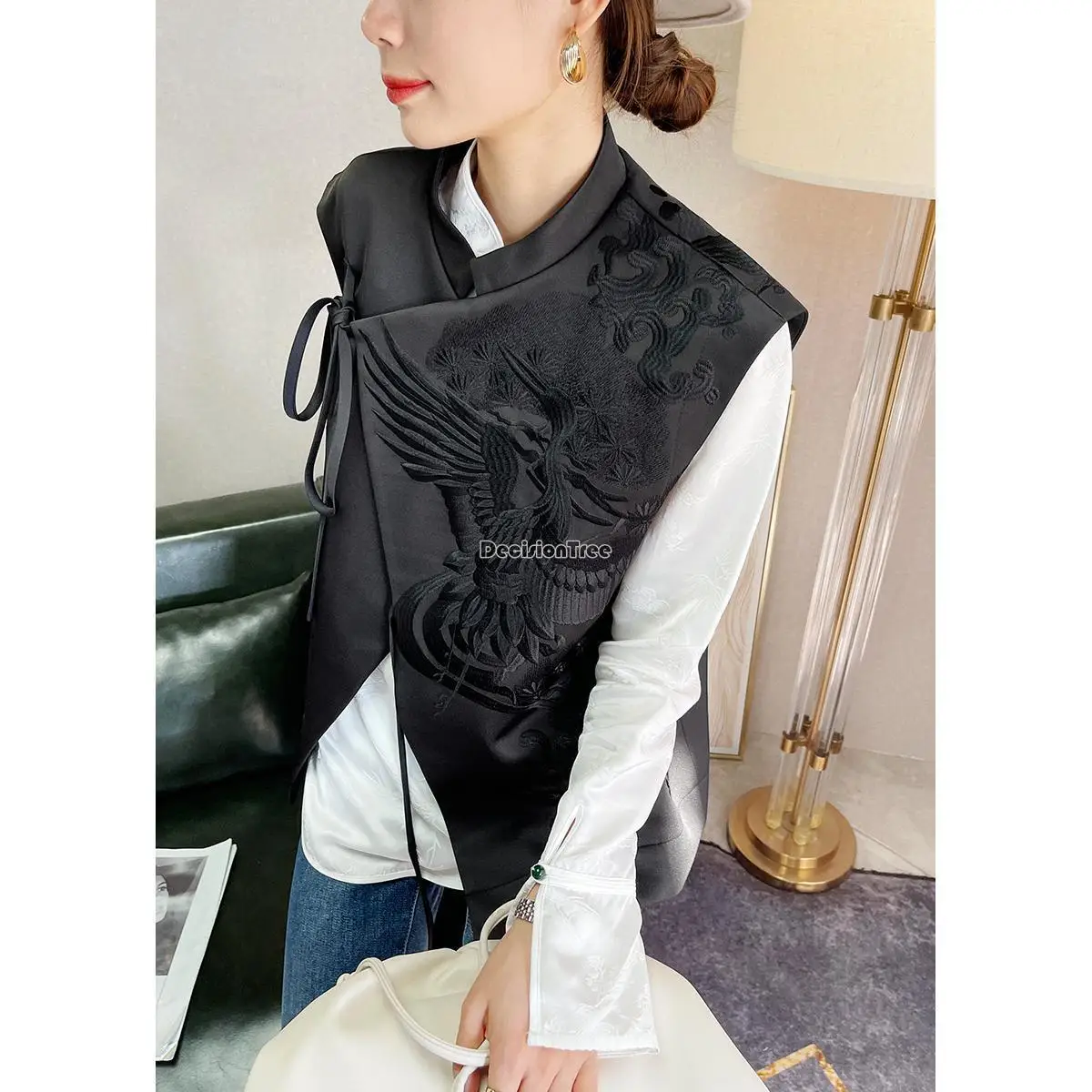 2025 summer autumn chinese style women exquisite embroidery vest oriental traditional women vest tang suit versatile pd