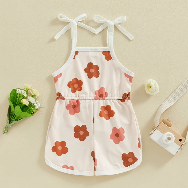 Baby Girls Summer Jumpsuits 0-24M Sleeveless Square Neck Flora Print Shorts Playsuit baby jumpsuit cotton jumpsuit baby clothing