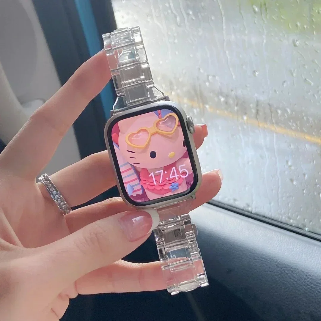 Spring Rainbow Candy Resin Band for Apple Watch Ultra 2 49mm 7 8 9 10 41 45 40mm 42 44 46mm Strap Women Bracelet for IWatch 6 SE