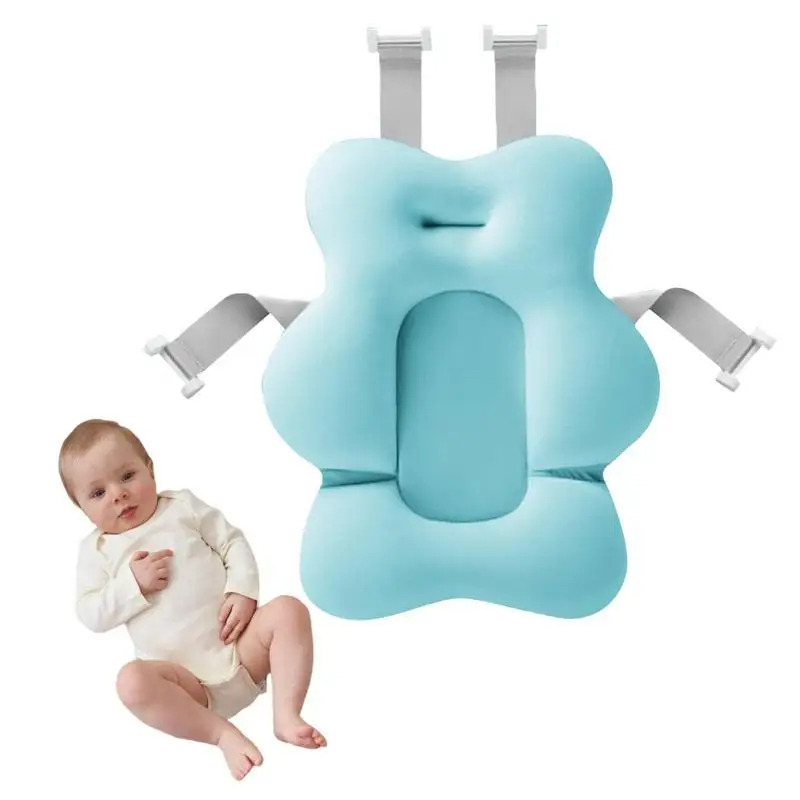 

Cartoon Baby Shower Bath Tub NonSlip Foldable With Hooks Newborn BathSeat Infant Bath Support Cushion Soft Pillow