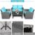 4 Pieces Patio Furniture Set, All Weather Outdoor Sectional Rattan Sofa Set with Cushions & Tempered Glass Table (Turquoise) #6