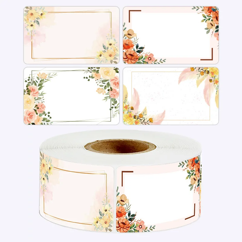 Pack of 50-250 Floral Name Labels - Blank Date Stickers for Kitchen, Refrigerator, and Freezer Storage