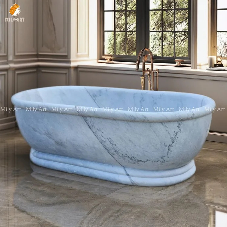Grey Stone Round Marble Natural Graphic Design Modern Freestanding Bath Tub Bathtub for Sale