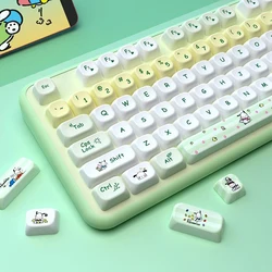 143 Keys Dye Sublimation PBT Keycaps Green Cute Dog Themed MOT Profile Keycap for Gateron Cherry MX Switches Mechanical Keyboard