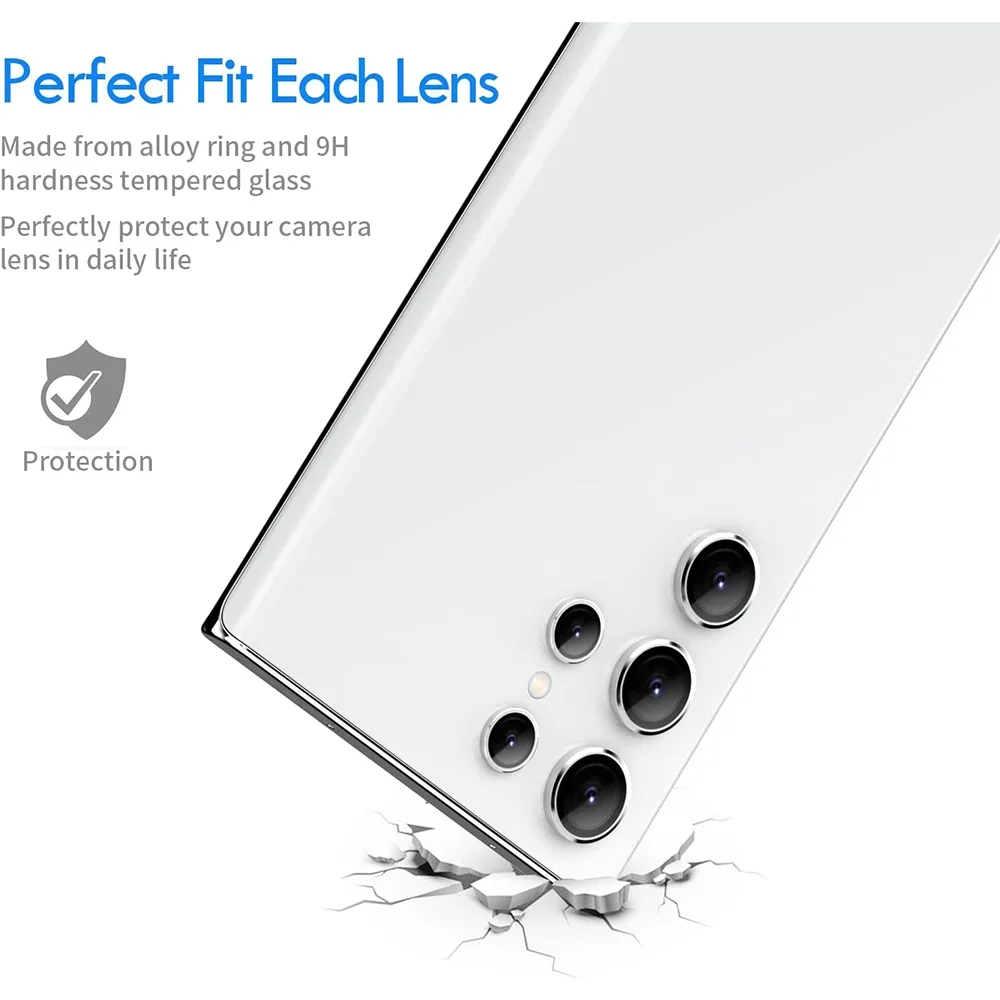 Premium Camera Lens Ring Glass Case with Screen Protector - Metal Lens Cover