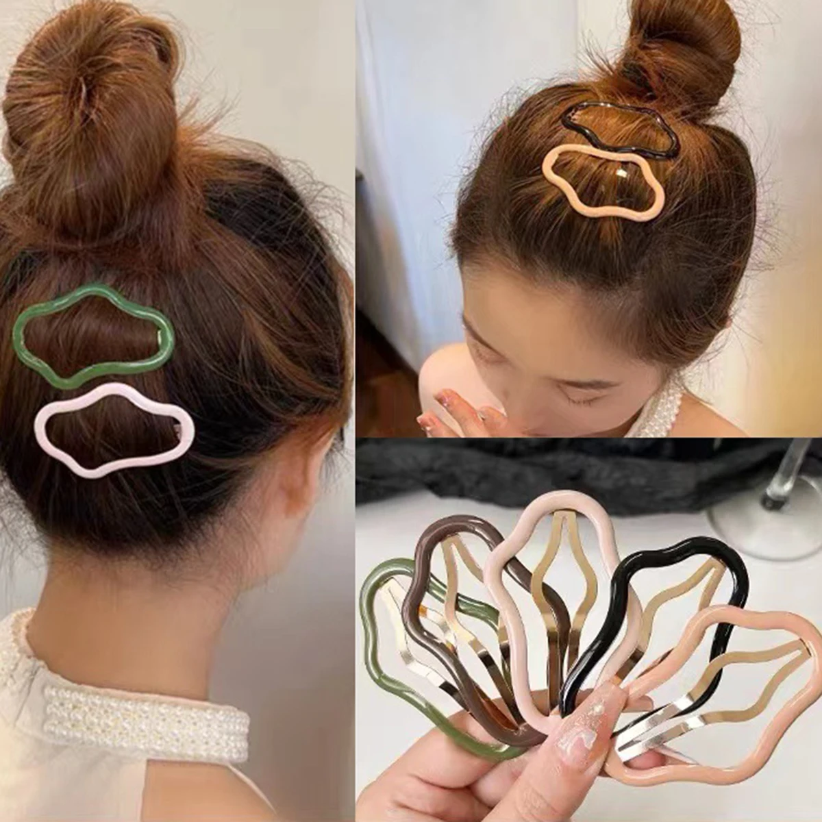 

2023 Fashion New Clouds Shaped Hollow Hair Clips Bangs Clip for Woman Girls Sweet Hairpins Solid Geometry Barrettes Headdress