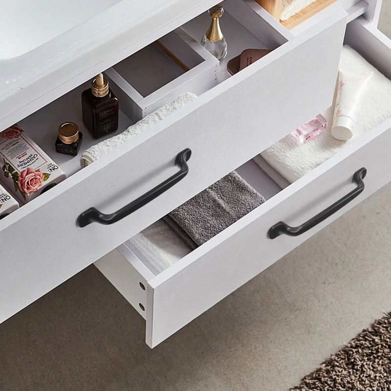 Furniture Handles Kitchen Door Handles Nordic Style Aluminum Alloy Knurled Drawer Cabinet Hardwares Cupboard Kitchen Pull Black Furniture Dresser Handles